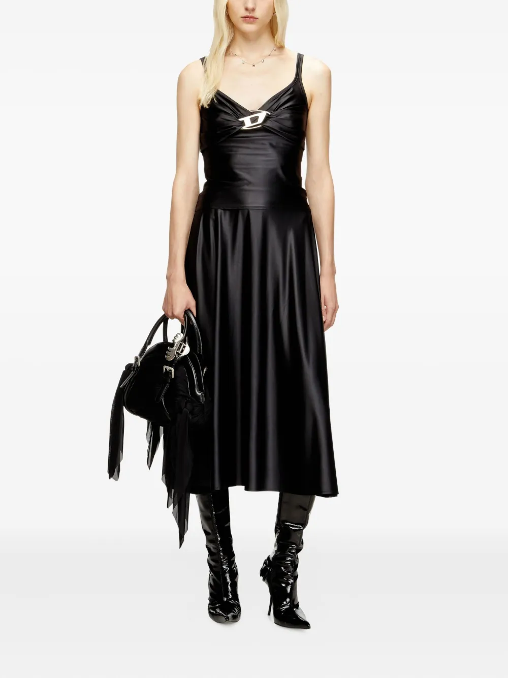 Топ T-Amai twist-detail buckle top DIESEL, черный — фото 2