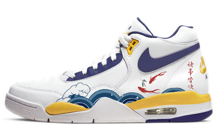 

Кроссовки Nike Flight Legacy Vintage Basketball Shoes Men Mid-top Blue/white/yellow, белый