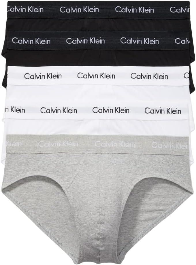 

Мужские трусы-слипы Calvin Klein из хлопка и стретча, комплект из 5 пар, 2 Black, 2 Grey Heather, 1 White