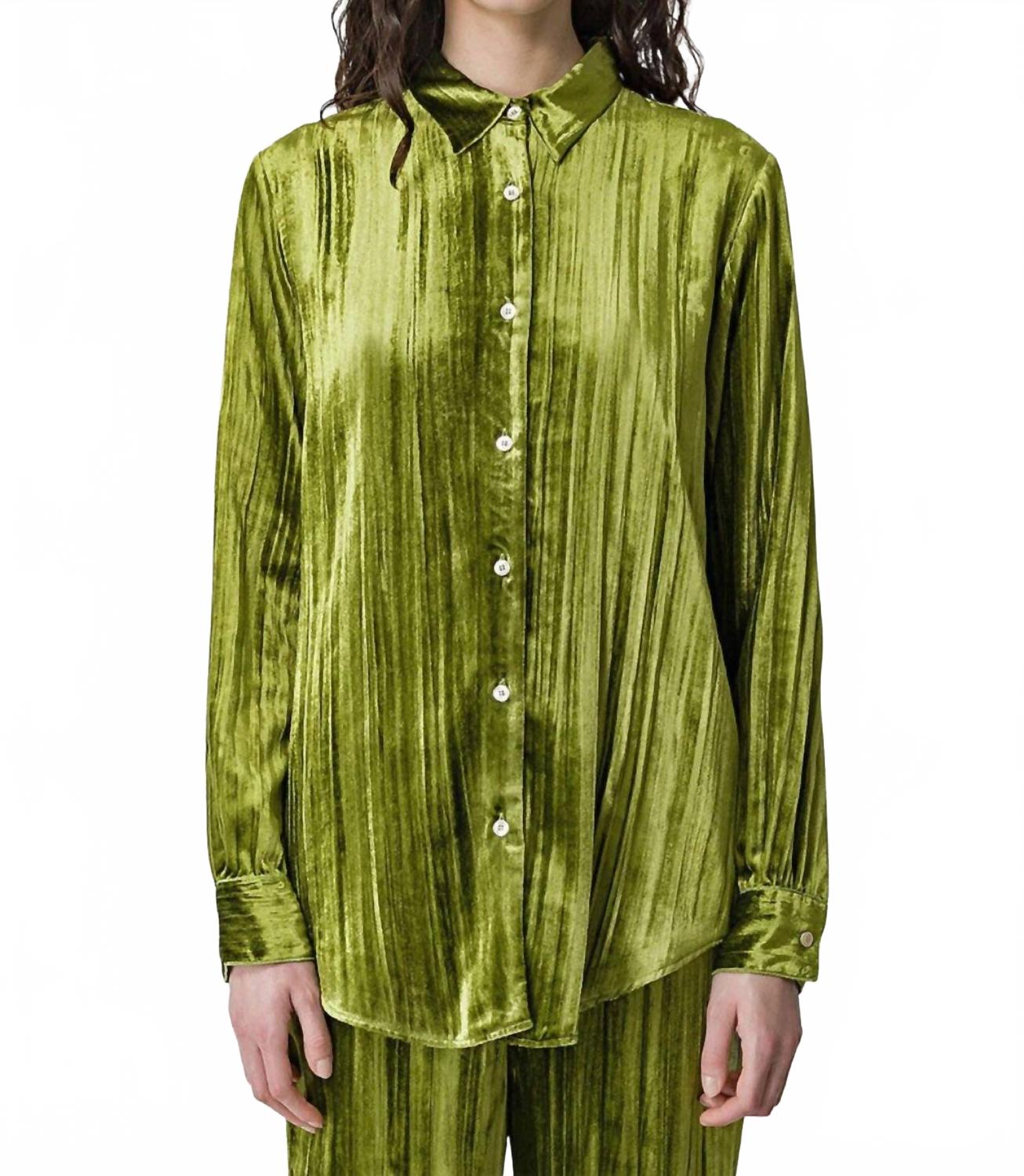 

Складчатая бархатная рубашка в лесном зеленом Forte forte