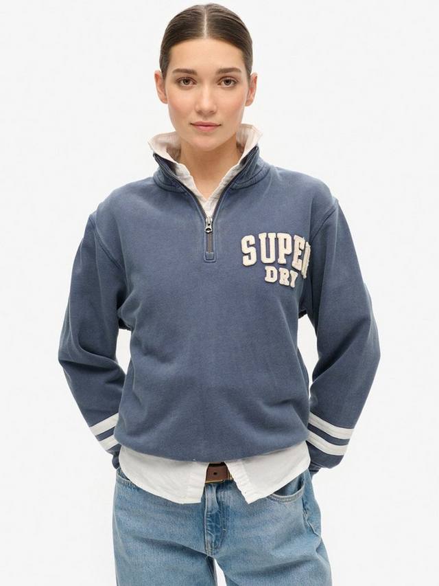 

Свитшот с аппликацией Athletic Essentials на молнии до половины Superdry, Mariner Navy/White