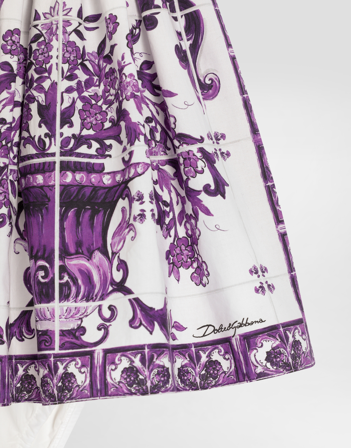 Платье из хлопкового поплина с принтом "Майолика" Dolce&Gabbana, мультиколор — фото 4