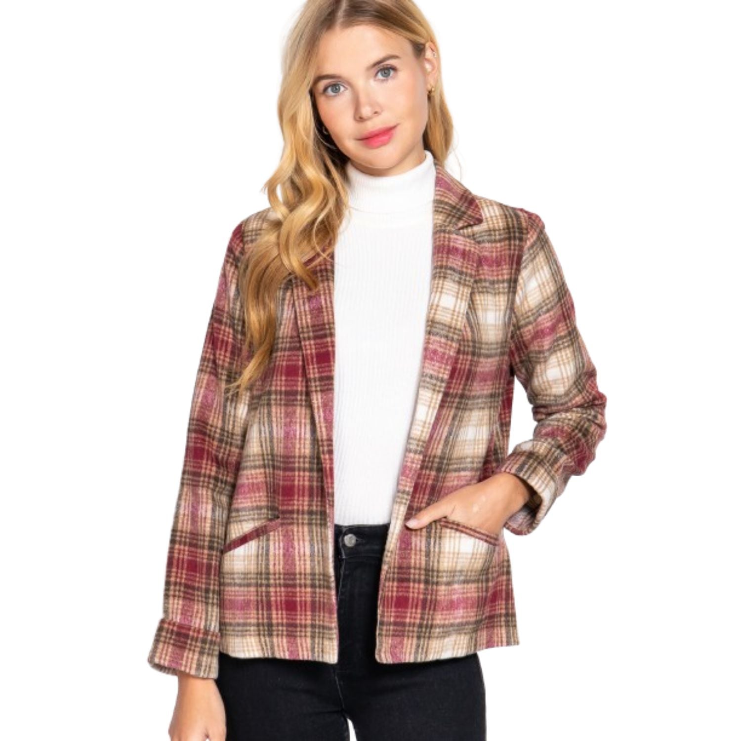 

Пиджак в клетку с зазубренным воротником FASHNZFAB, цвет taupe/brownwine/brown