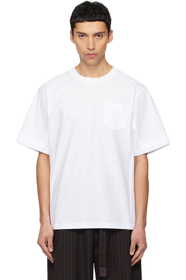 

Футболка из хлопкового трикотажа Sacai, белый