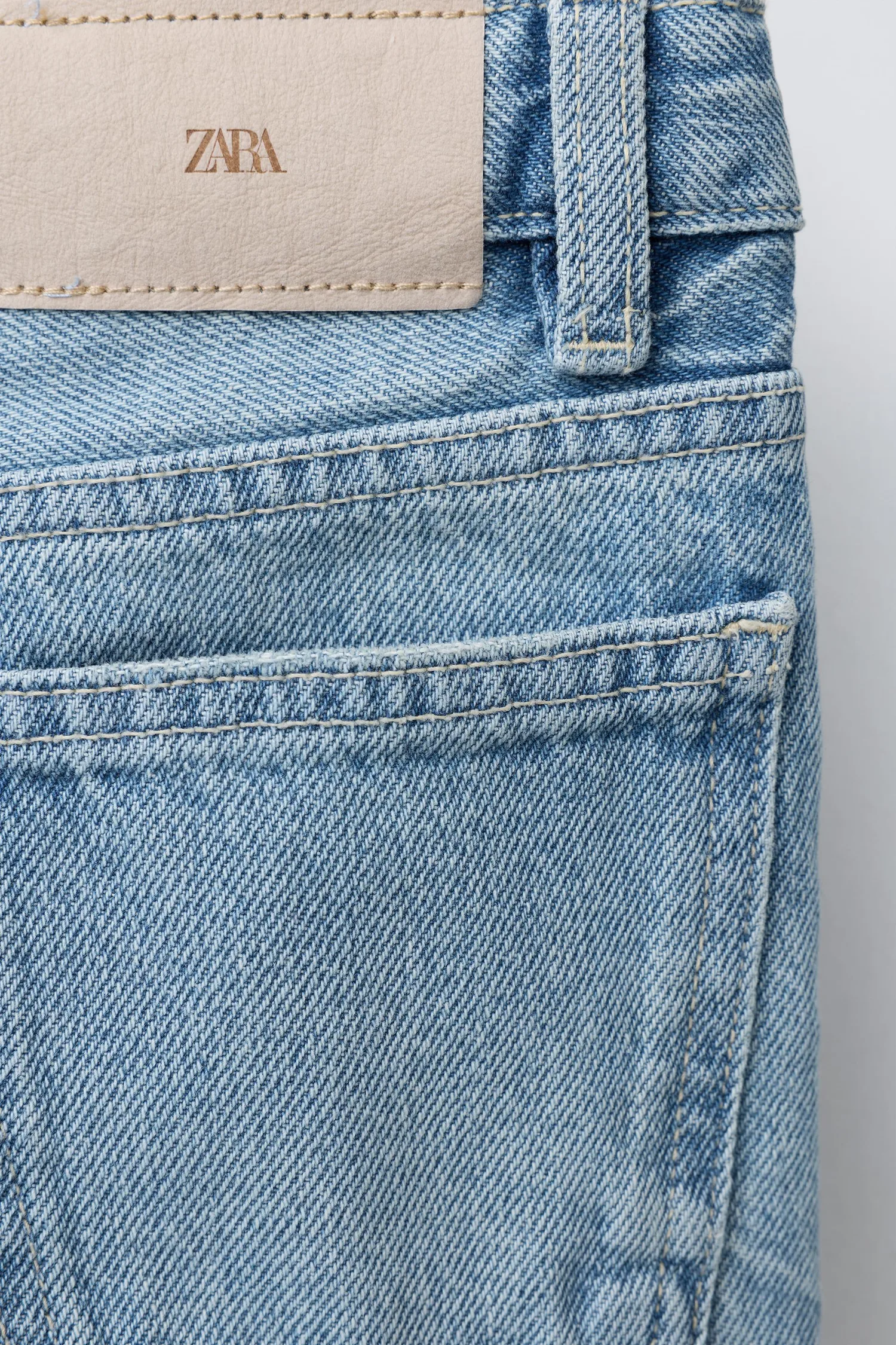 Выцветшие джинсы с широкими штанинами Zara, синий — фото 4