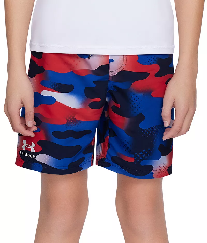 

Шорты для волейбола с камуфляжным принтом Under Armour для мальчиков США, цвет Midnight Navy