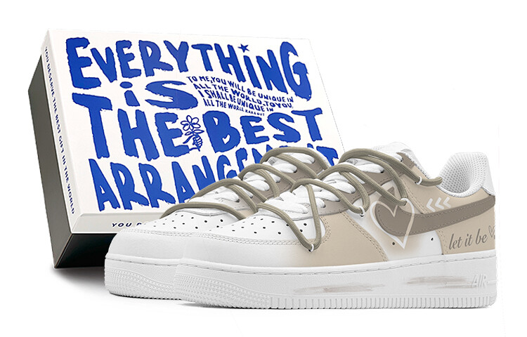 

Кроссовки Nike Air Force 1 Skateboarding Shoes Women's Low-top White, коричневый