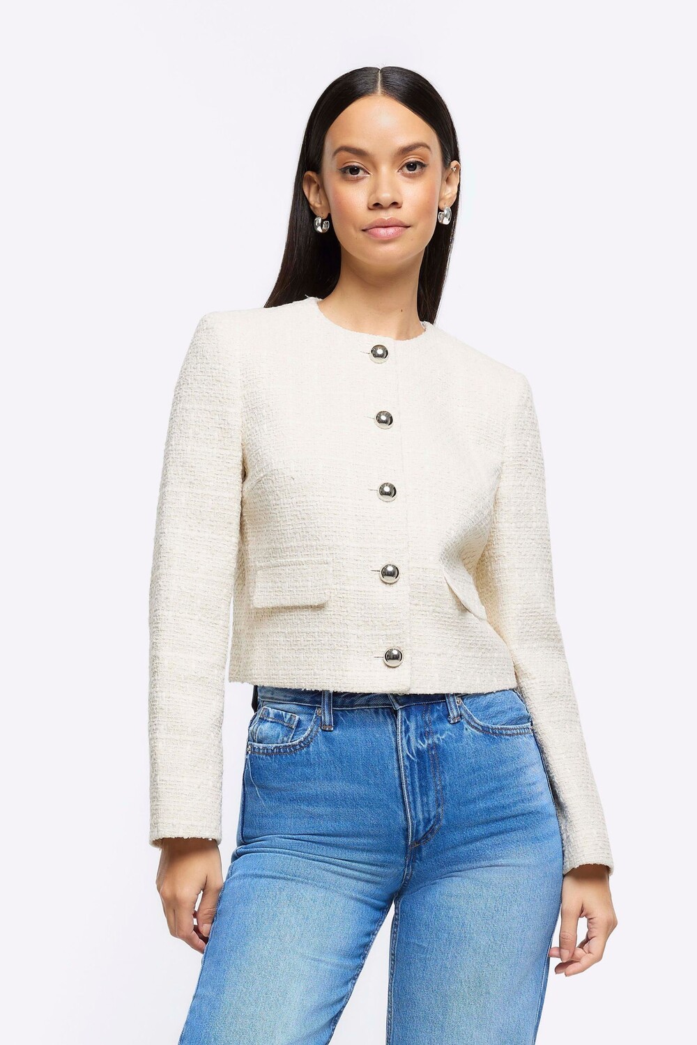 

Короткая куртка Trophy из ткани букле River Island, бежевый
