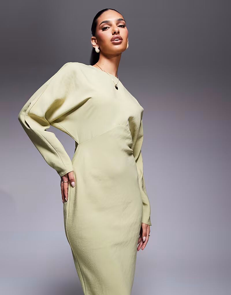 

Платье макси с рукавами «летучая мышь» ASOS DESIGN светло-шалфейного цвета