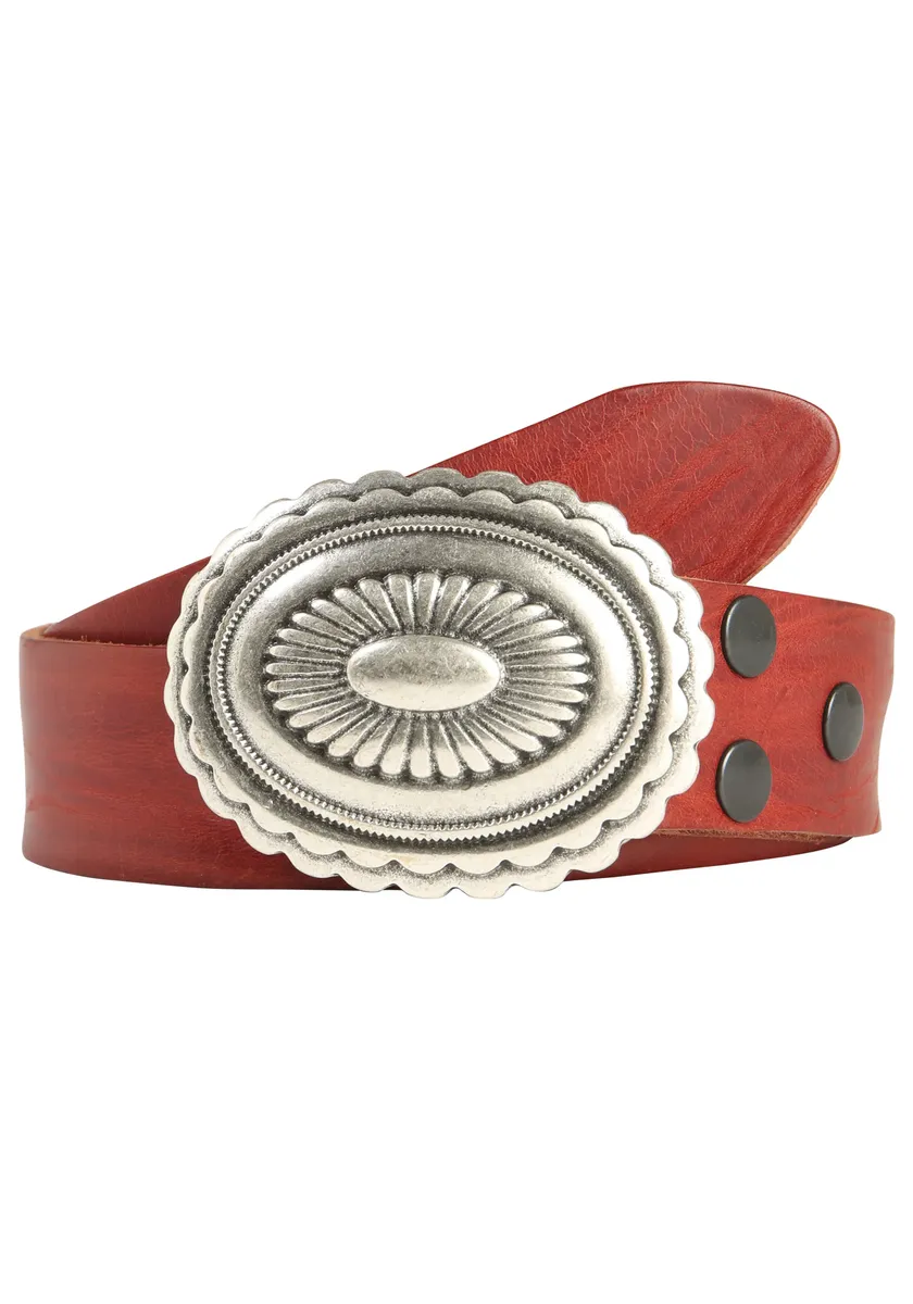 

LIFEBURG by showroom Ремень кожаный 019° со сменной застежкой "Mandala Silver" Rettungsring By Showroom 019°, красный