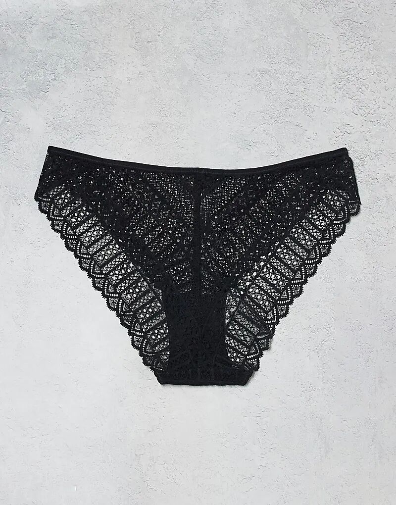

KBX, Комплект из 3 кружевных трусиков с высоким вырезом, черный цвет