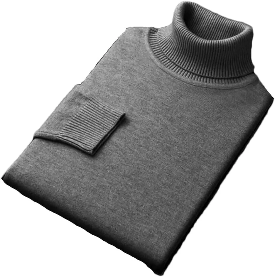 

Мужской вязаный свитер с высоким воротником и длинными рукавами