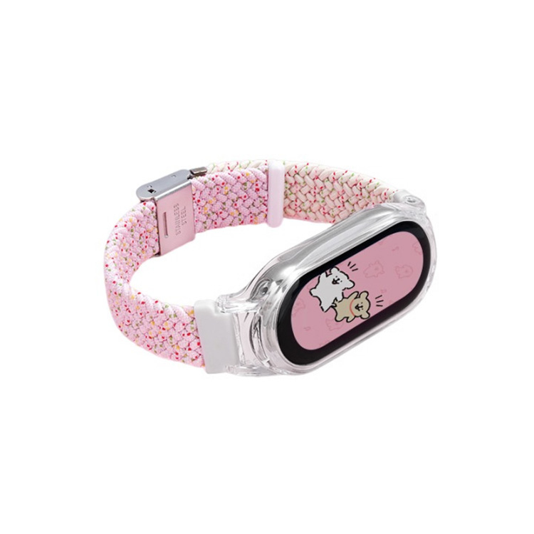 

IBOANN Часы Strap Xiaomi Compatibility Nylon Material 280mm, Snap Button Nylon-Starlight Speckles & Starlight Pink