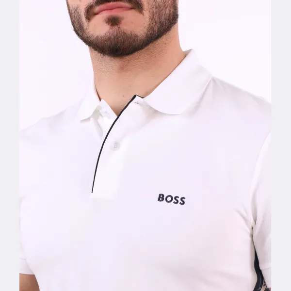 Футболка узкого кроя Polo Paule 2 Boss, белый — фото 3