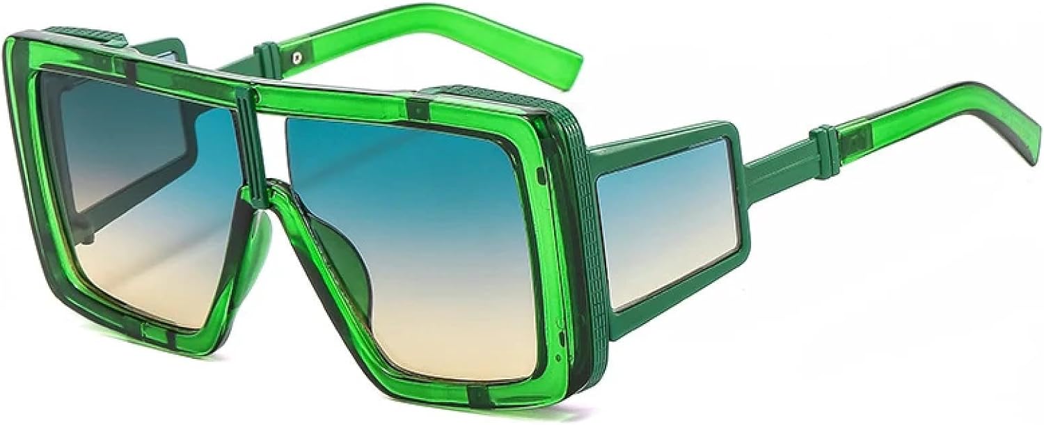 

Модные солнцезащитные очки для женщин, большие, в стиле ретро-панк, двухцветные, для мужчин, цельные, в крупной оправе, с защитой от УФ-излучения UV400 VFDHN, C5green-greenbrown