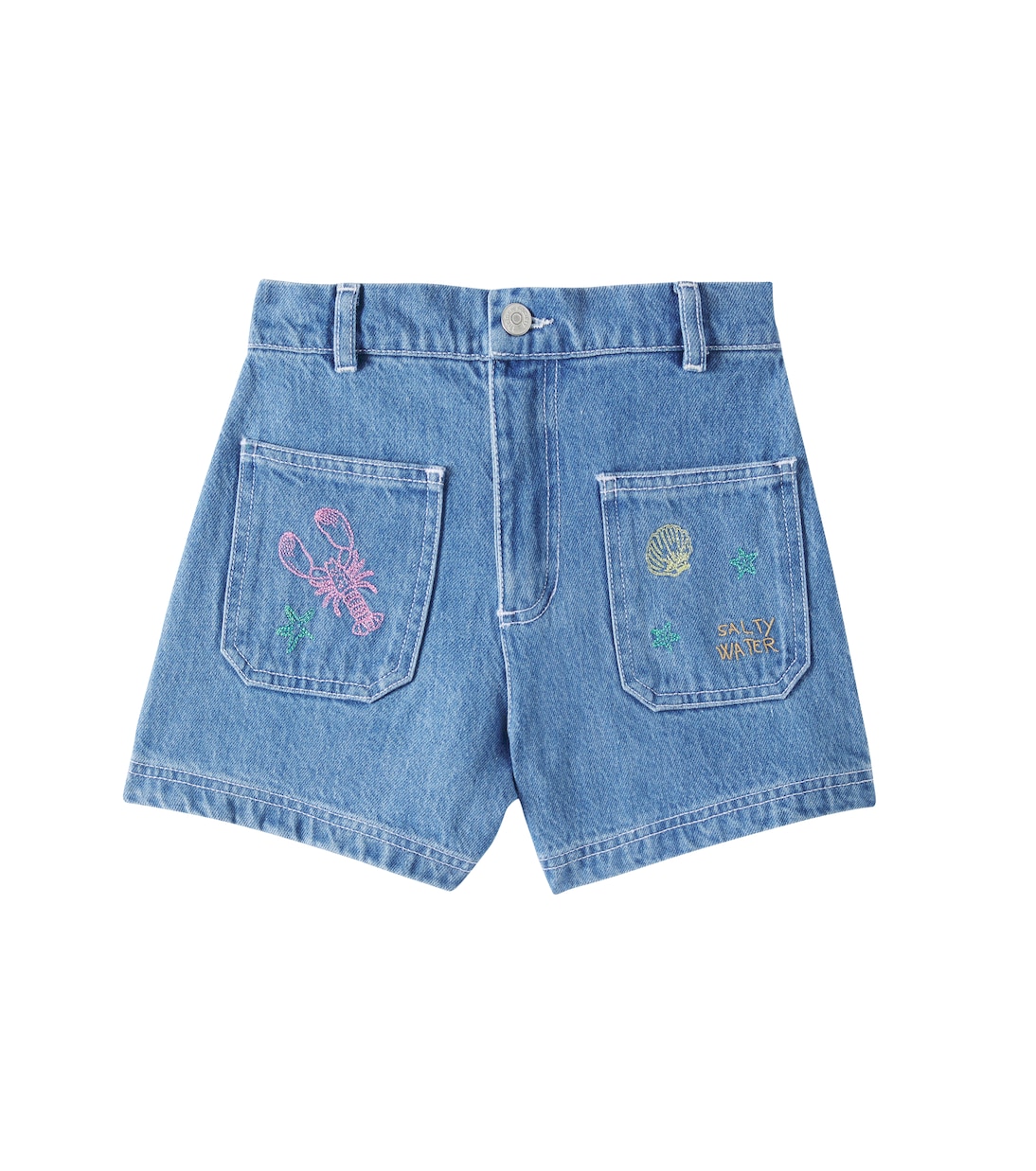 

Вышитые джинсовые шорты Kostas The New Society, Mid Blue Denim