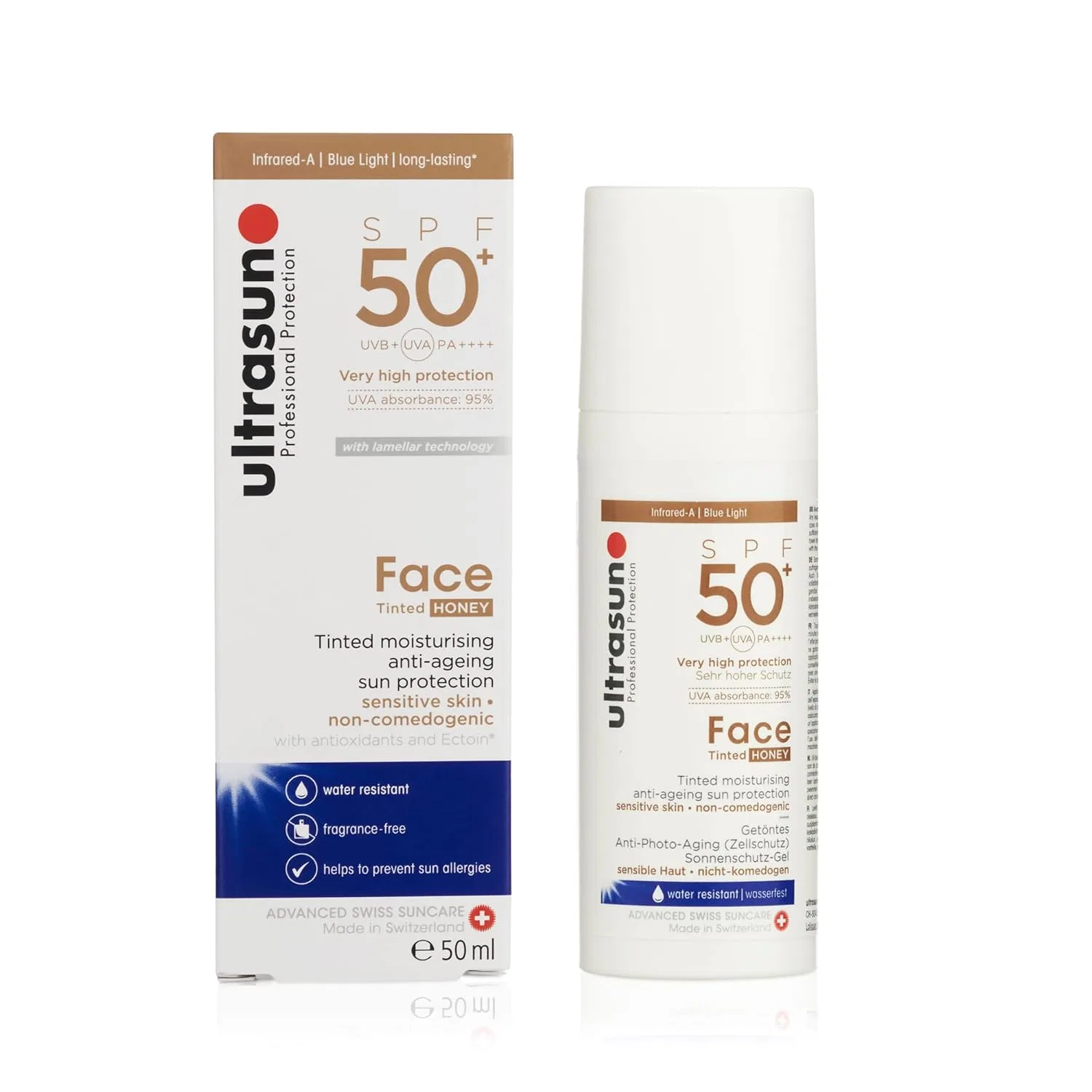 Тонирующий солнцезащитный крем для лица с SPF50+ «Face Tinted SPF50+» оттенка Honey от Ultrasun Ultrasun