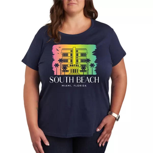 

Плюс футболка с рисунком South Beach Florida Unbranded, синий