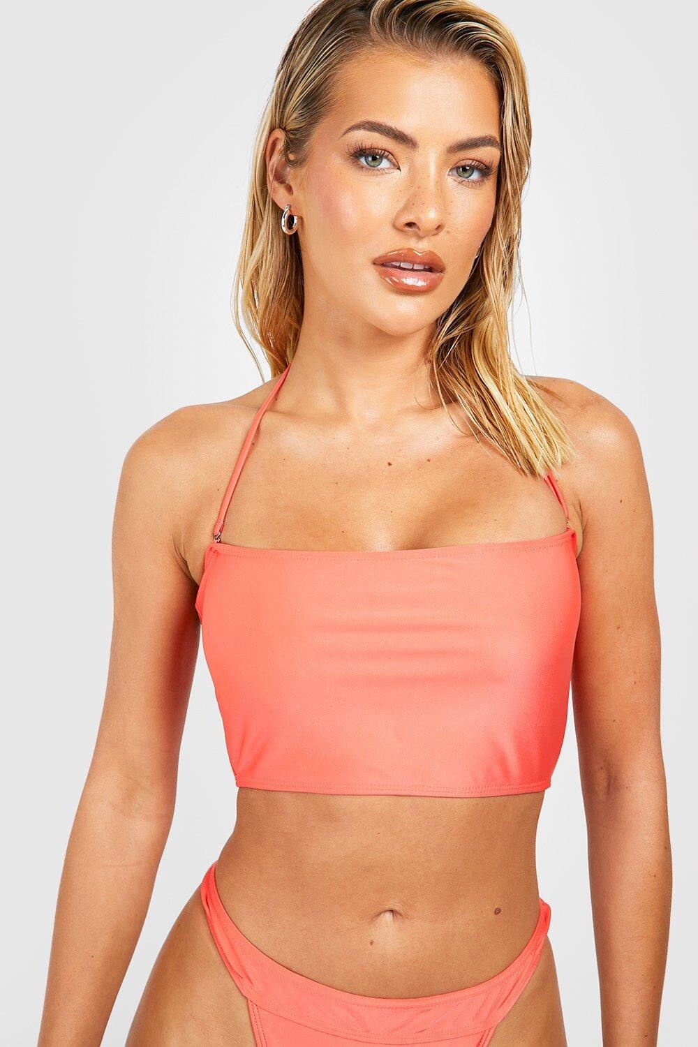 

Длинный топ бикини essentials Boohoo, коралловый