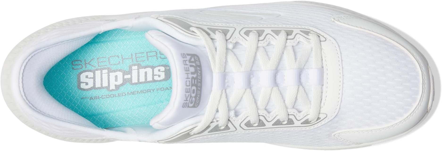 Кроссовки SKECHERS Go Run Consistent 2.0 Endure Hands Free Slip-Ins, White/Silver — фото 2