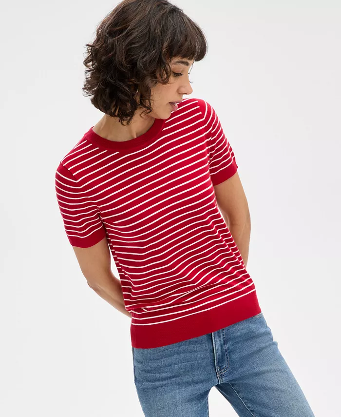 

Женский полосатый короткий свитер Nautica Jeans, красный