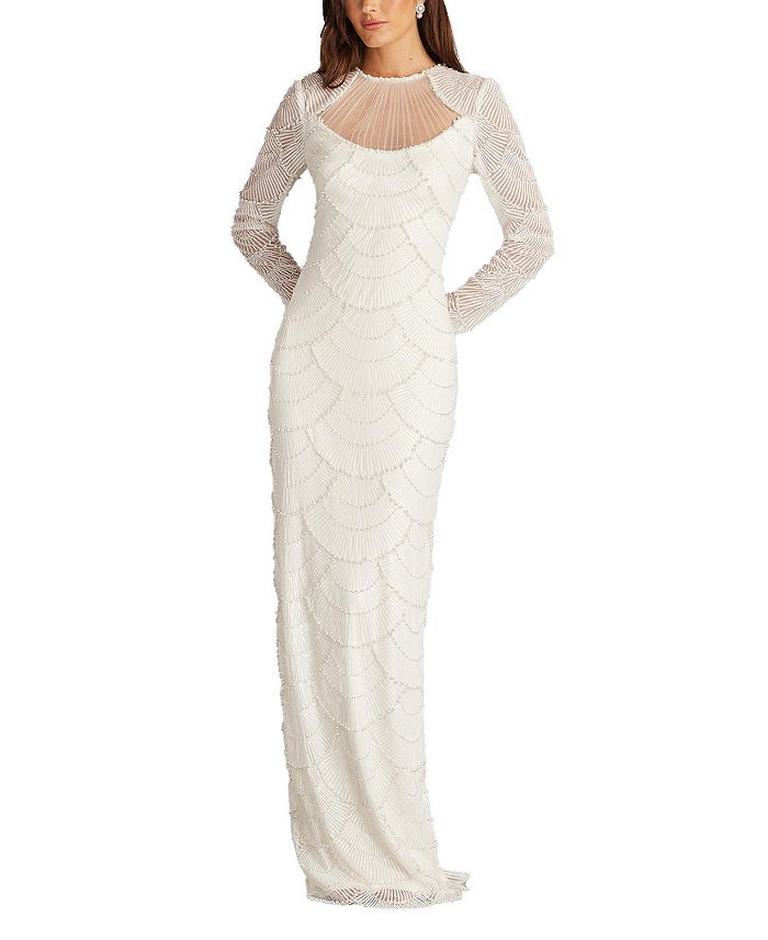 

Платье с отделкой из ракушек Delmar Tadashi Shoji, слоновая кость/кремовый