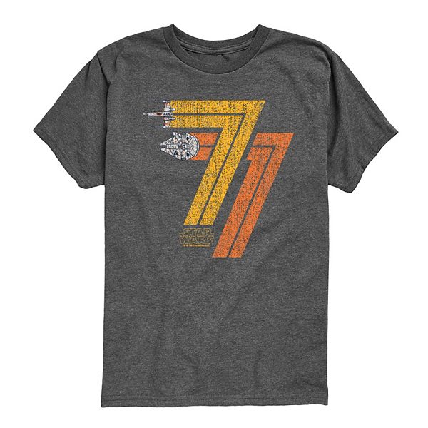 

Футболка с принтом Boys 8-20 77 distressed Star Wars, Heather Charcoal