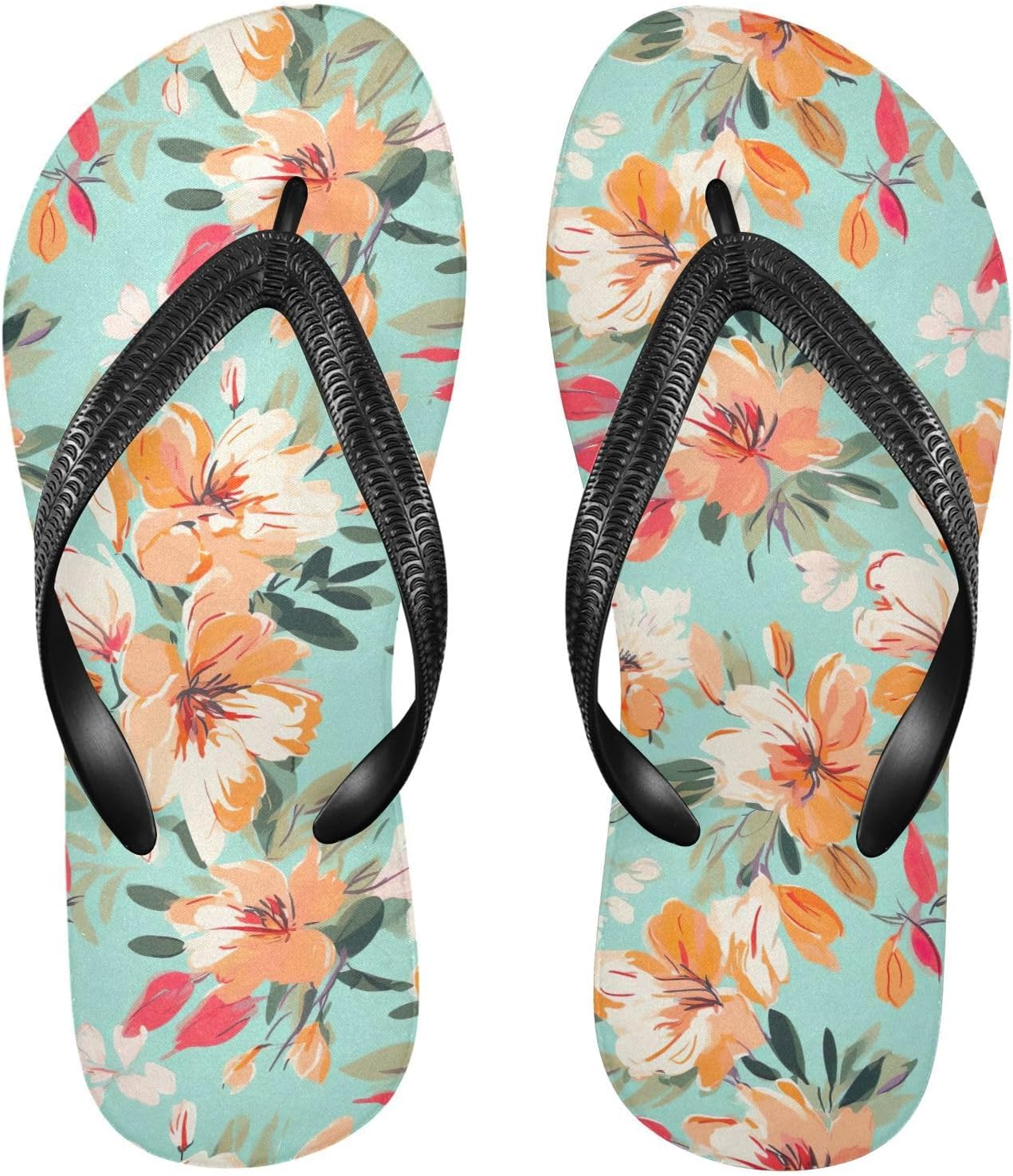 

Шлепанцы SPRIPORT с акварельным цветочным рисунком, тонкие, удобные, повседневные, с нескользящей резиновой подошвой, для пляжа и летних прогулок, Multicoloured