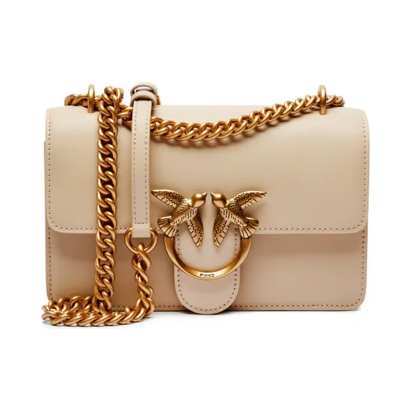 

Миниатюрная кожаная сумка через плечо Love one Pinko, бежевый