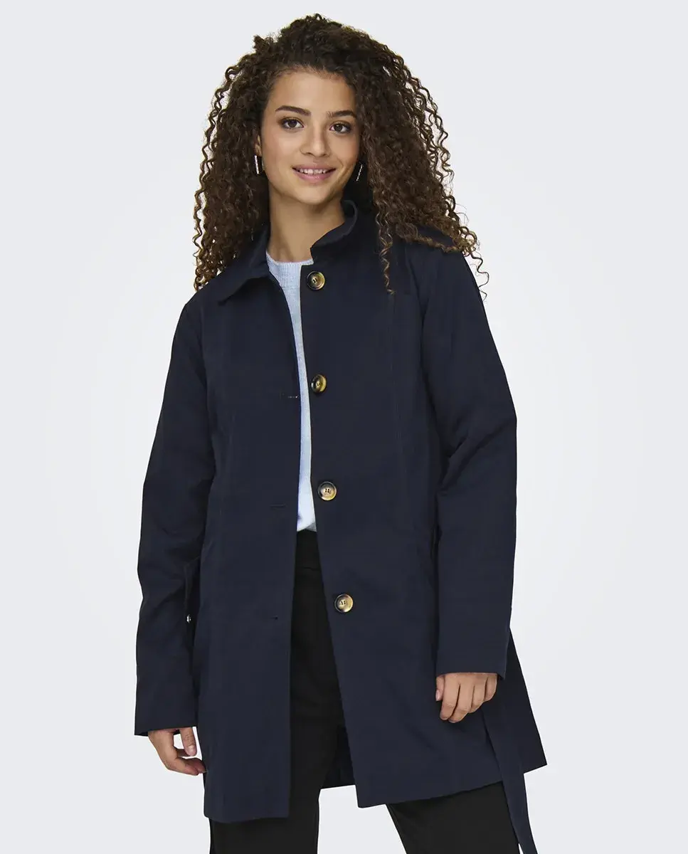 

Женский тренч с поясом Jdy, тёмно-синий