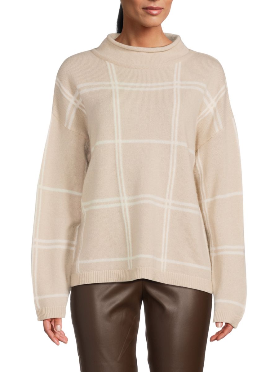 

Клетчатый кашемировый свитер Saks Fifth Avenue, цвет Sand Frost