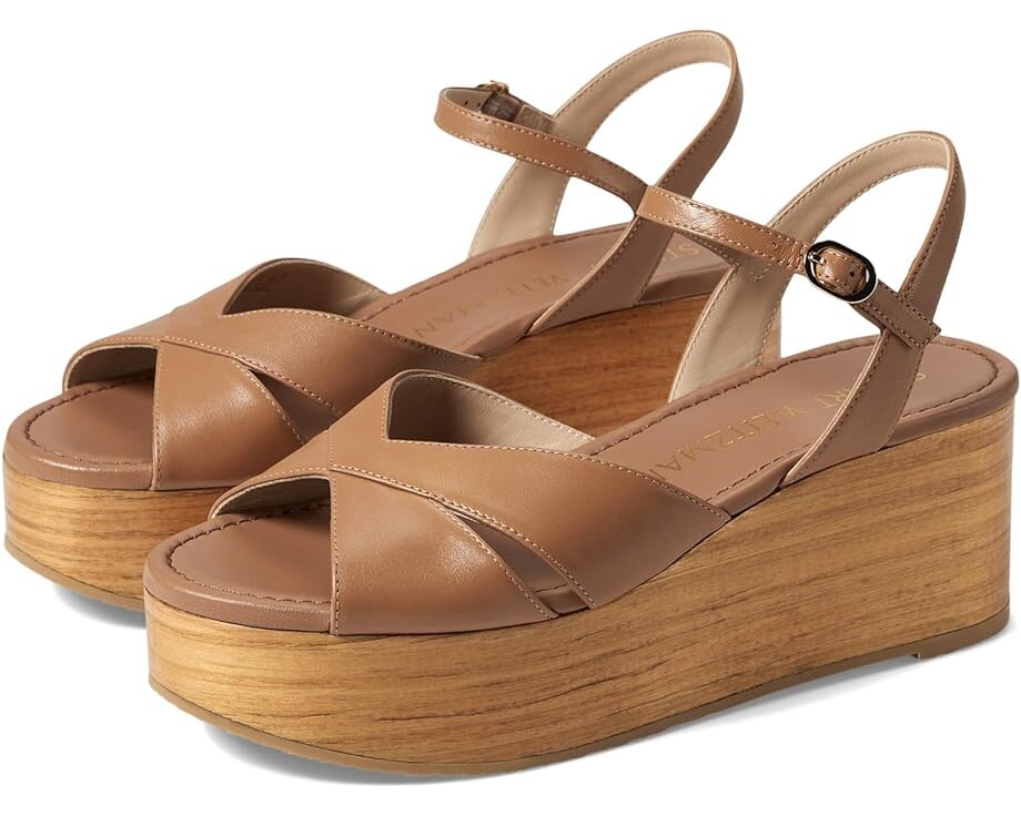 

Туфли Stuart Weitzman Carmen Midi Wedge, цвет Tan/Sand