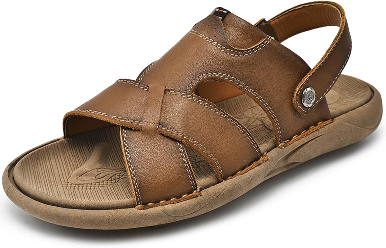 

Мужские кожаные сандалии Vtiao, дышащие босоножки, сандалии-тапочки двойного назначения, мягкие, нескользящие, износостойкие, повседневные путешественные сандалии, пляжные сандалии, туристические сандалии, обувь для вождения, прочные, коричневый
