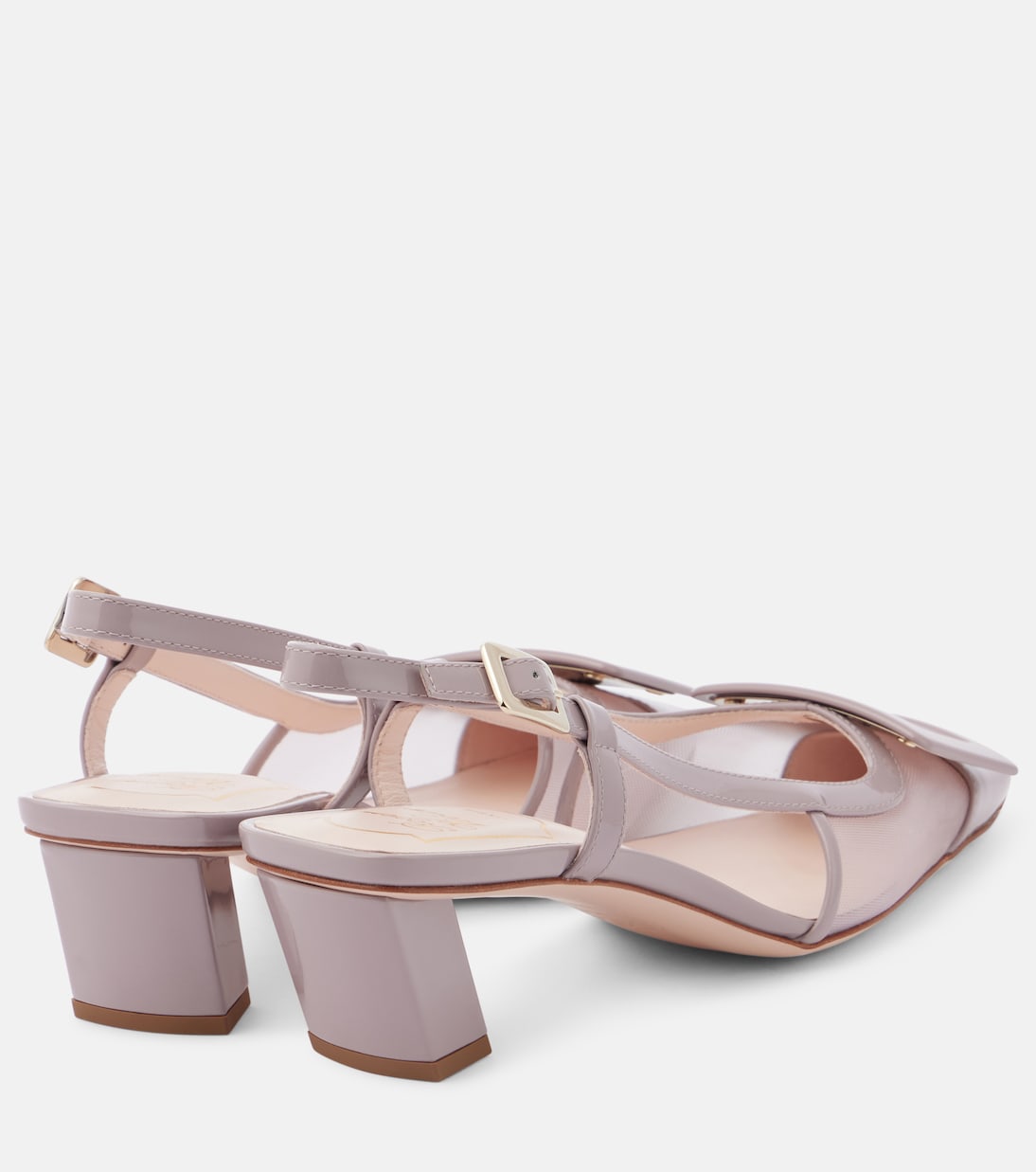 Туфли Belle Vivier из кожи и сетки с ремешком на пятке Roger Vivier, Dusty Rose — фото 2