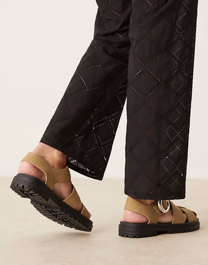 ASOS DESIGN Wide Fit Monarch массивные рыболовные туфли из серо-коричневой замши — фото 2