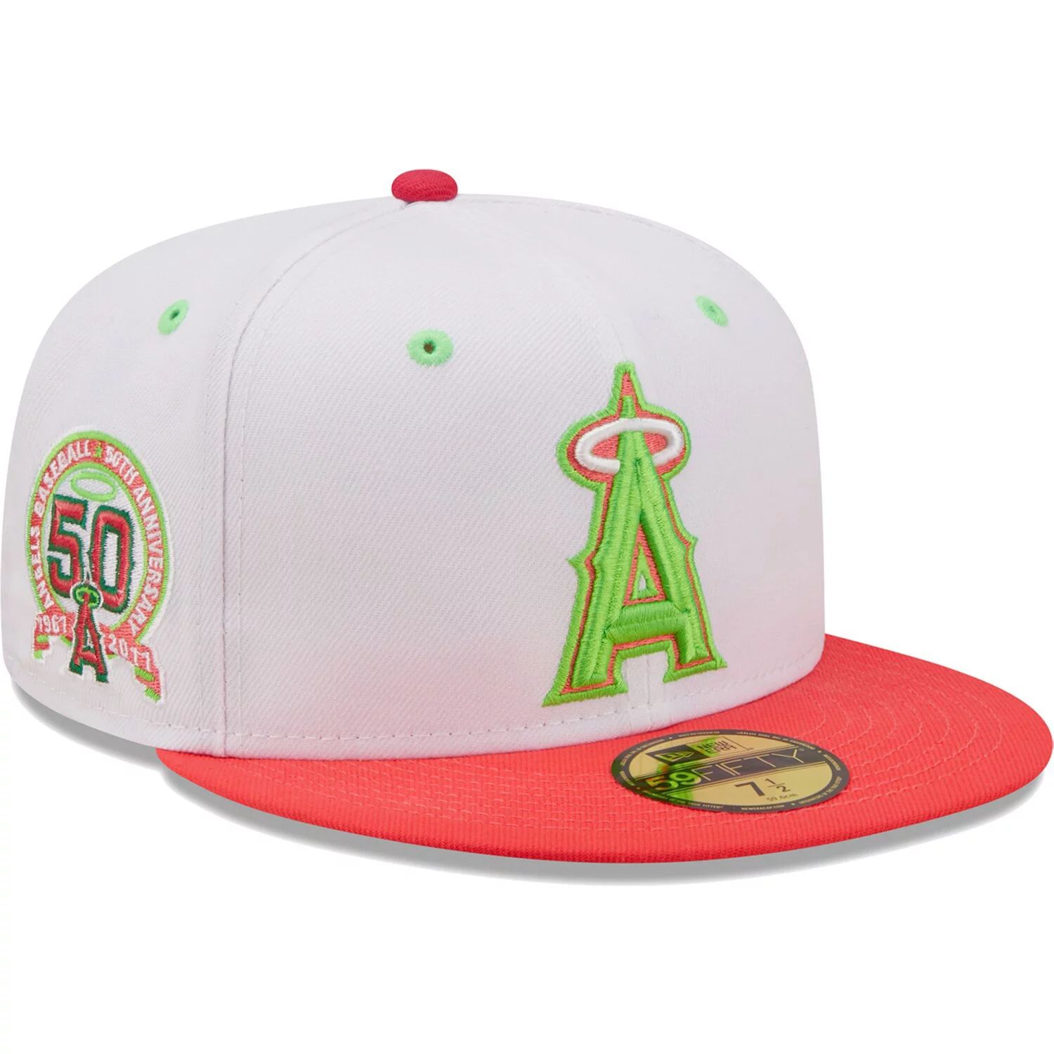 

Мужская облегающая шляпа New Era белый/коралловый Los Angeles Angels 50th Anniversary Strawberry Lolli 59FIFTY, Серый, Мужская облегающая шляпа New Era белый/коралловый Los Angeles Angels 50th Anniversary Strawberry Lolli 59FIFTY