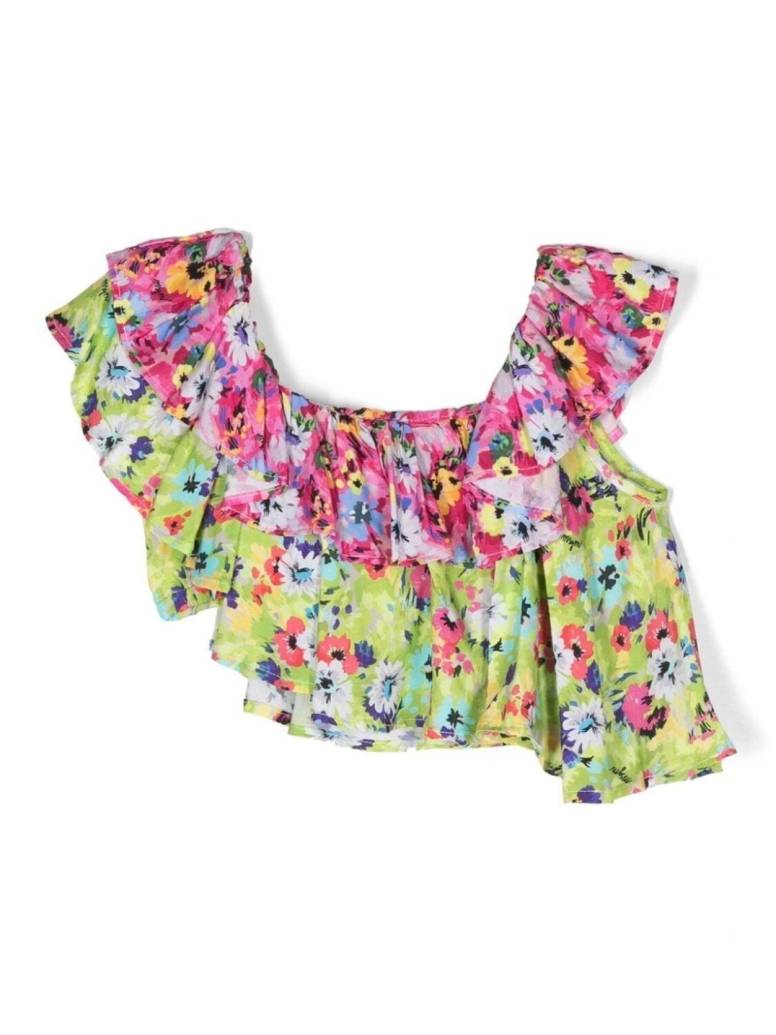 

MSGM Kids блузка с оборками и цветочным принтом, зеленый