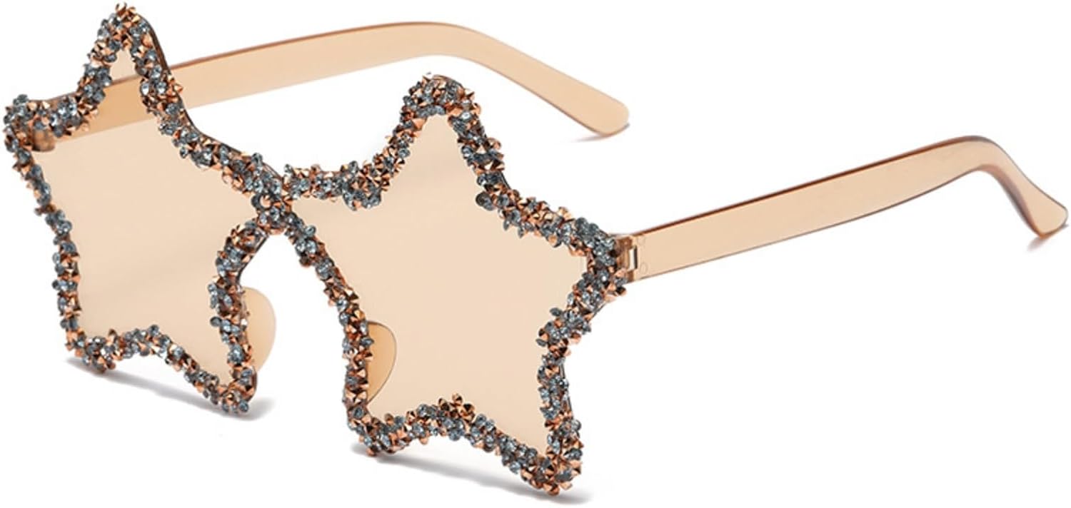 

Женские солнцезащитные очки Star: модные очки для вечеринок, с блестками, защитой от УФ-излучения, легкие, с мерцающей оправой, идеально подходят для фотосессий knictto, Champagne