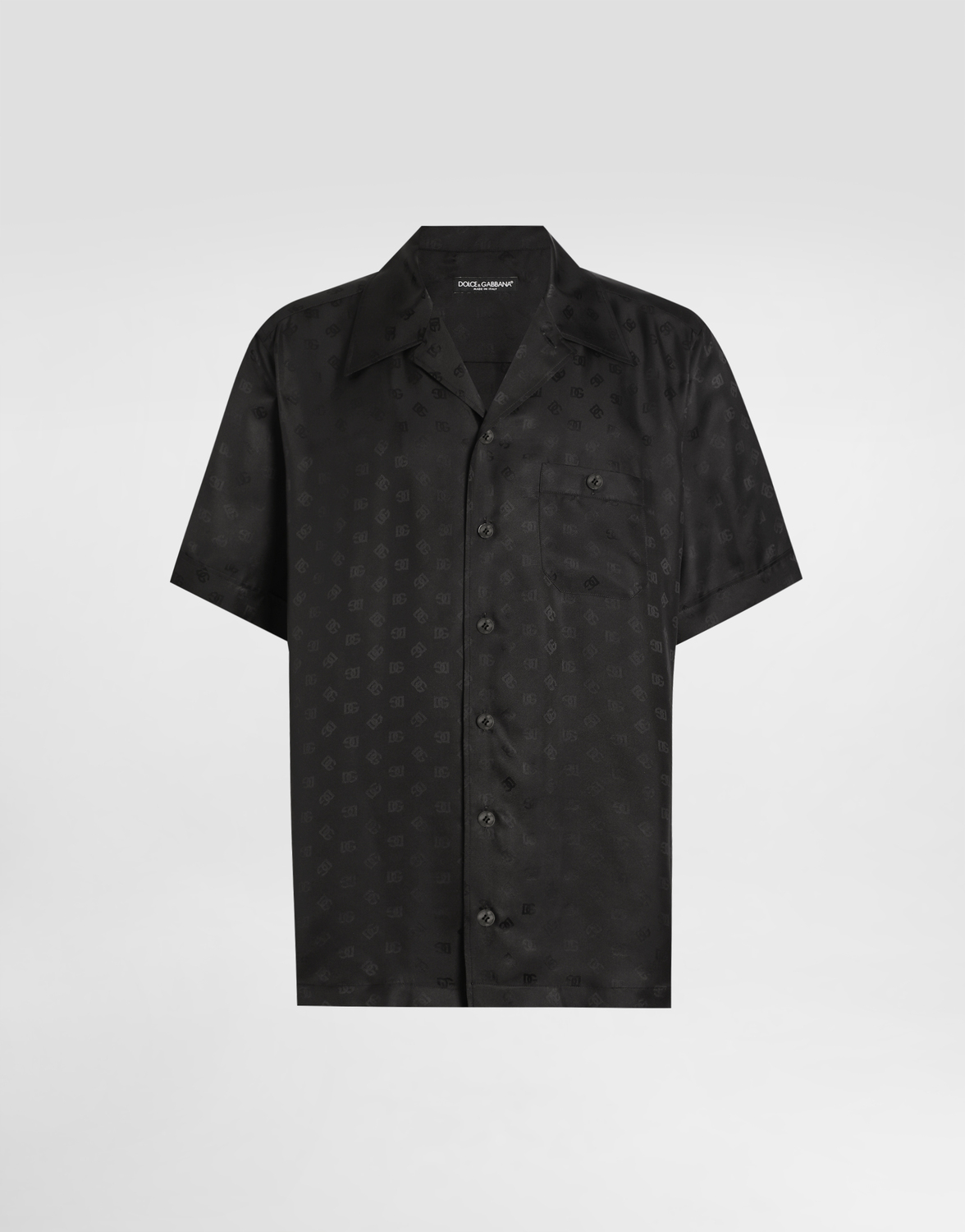 

Гавайская рубашка из жаккарда с логотипом dg Dolce & Gabbana, черный