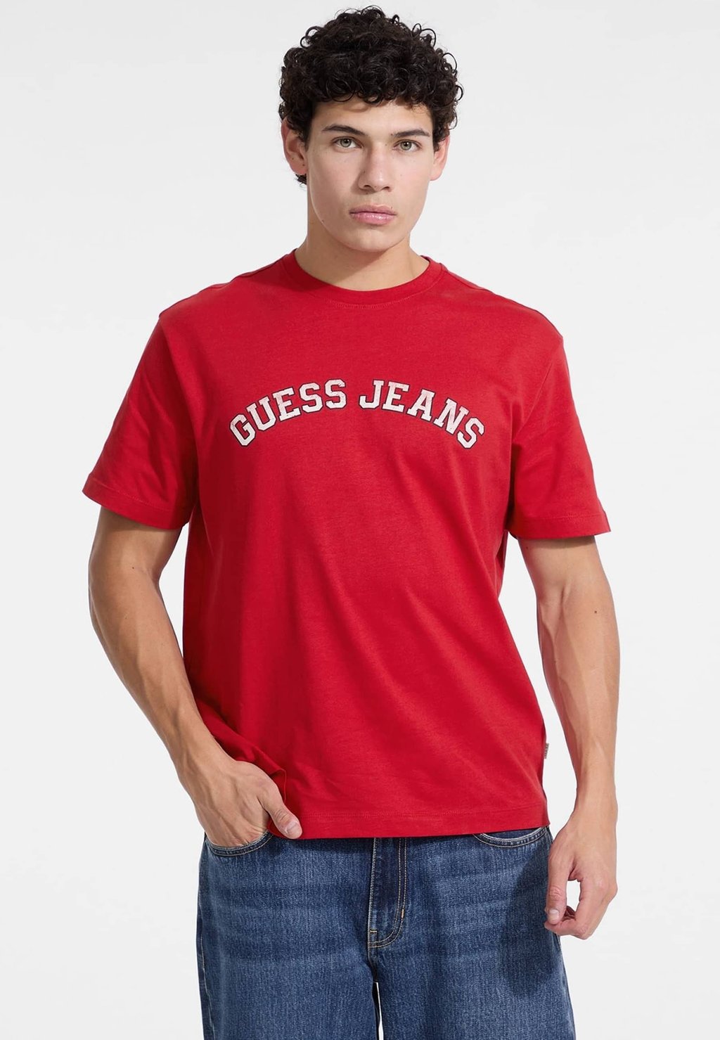 

Футболка с принтом COLLEGE STIL RUNDHALSAUSSCHNITT Guess Jeans, красный