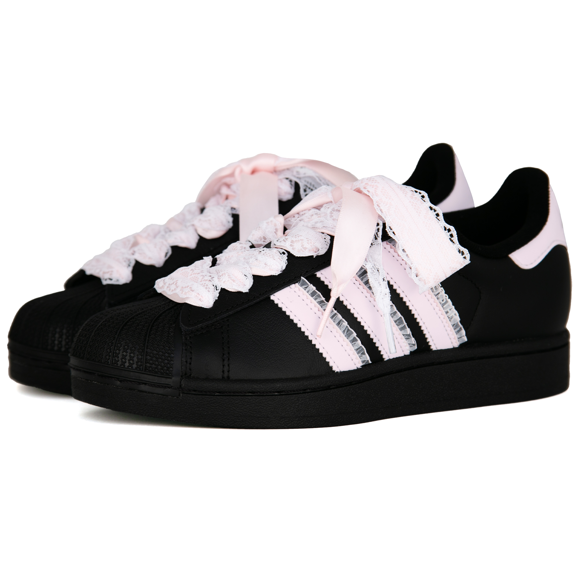 Adidas Originals Superstar 2 Pink Ballet Slip Resistant Abrasion Resistant Low top Kids' Skateboarding Shoes Black — фото 4