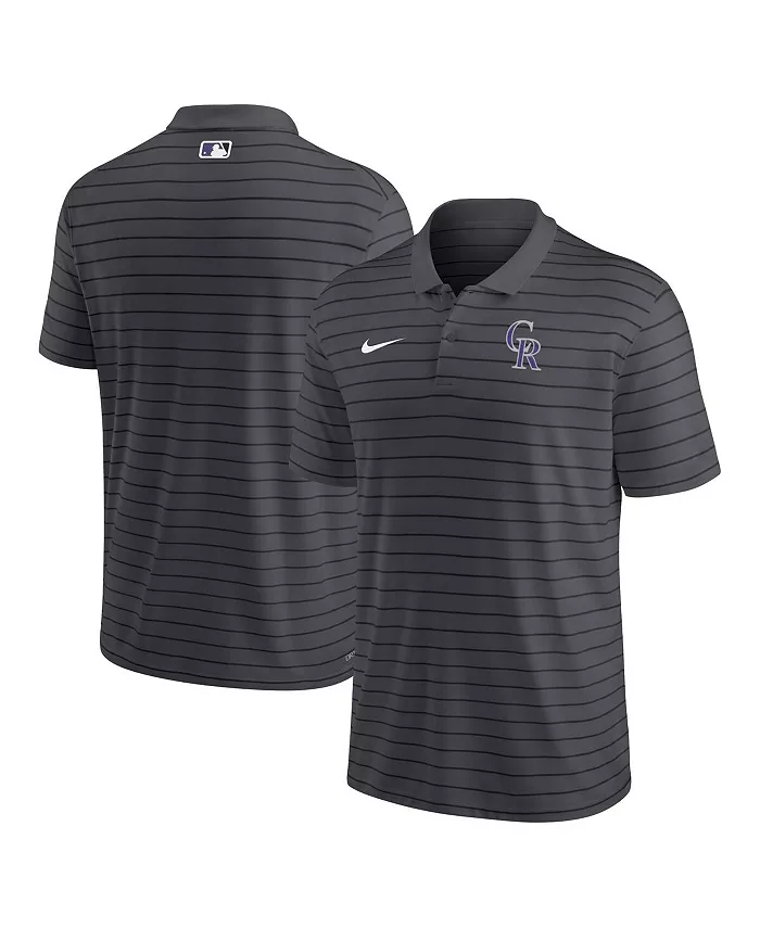 Мужская поло с полосками Victory из коллекции Authentic Collection Colorado Rockies в цвете charcoal, для активного образа жизни Nike — фото 2