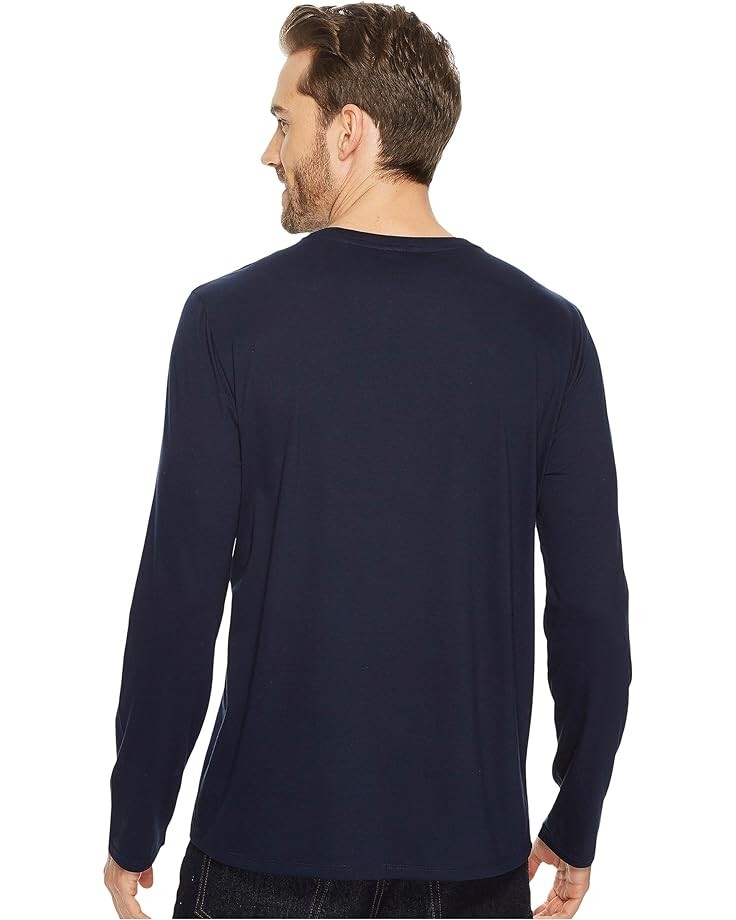 Футболка Lacoste Long Sleeve Pima Jersey V-Neck, цвет Navy Blue — фото 3