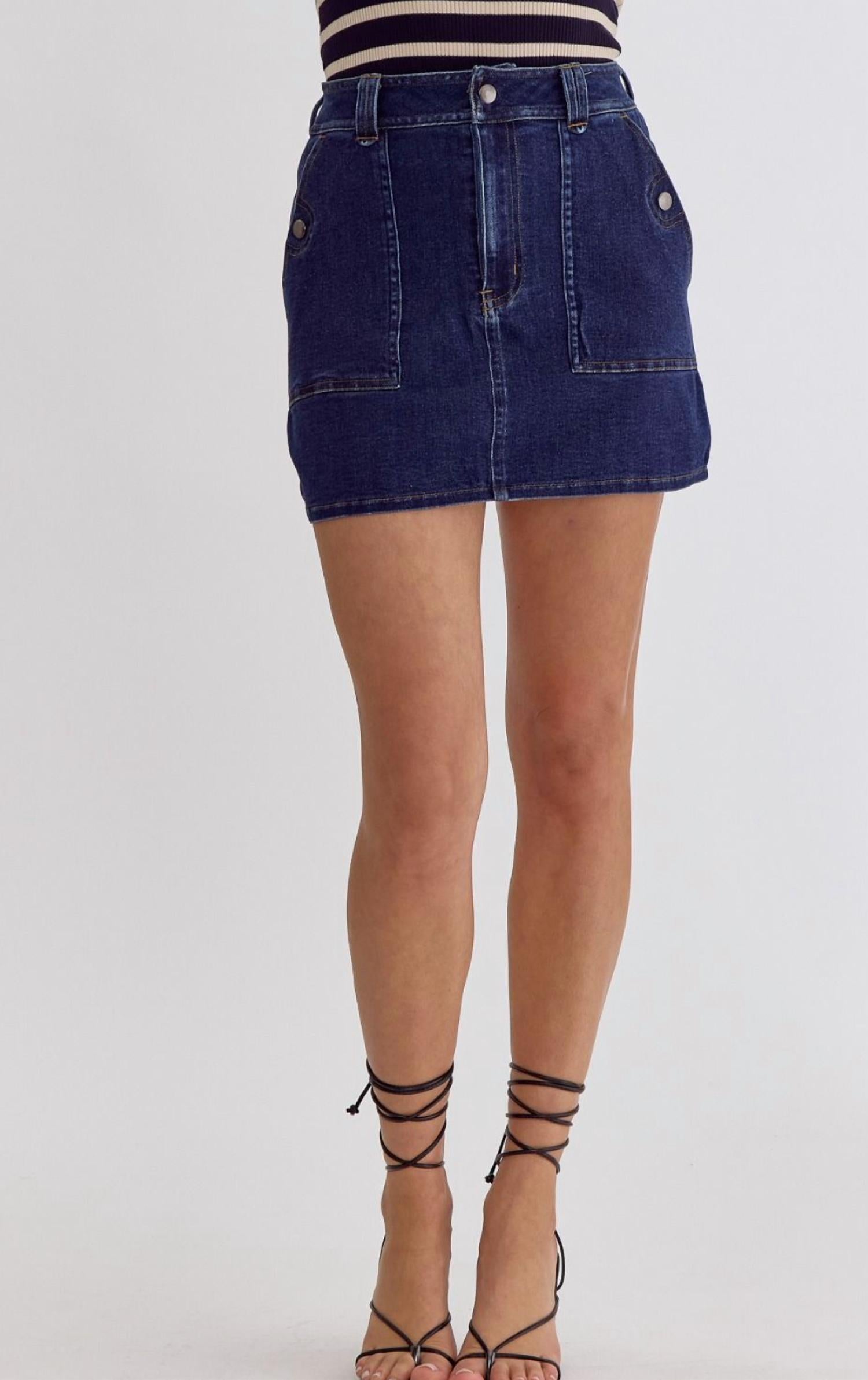 

Юбка из денима темного цвета entro, цвет dark denim