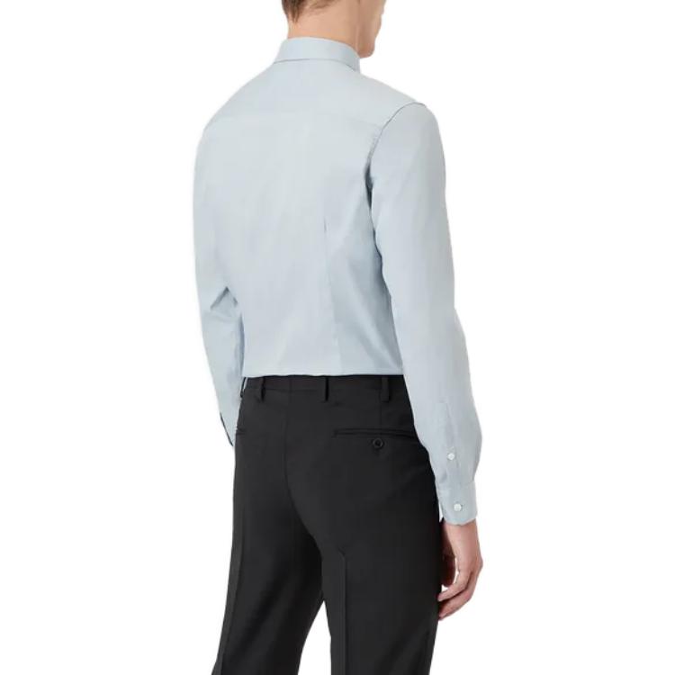 Растягивающаяся рубашка из смесового нейлона EMPORIO ARMANI, синий — фото 4