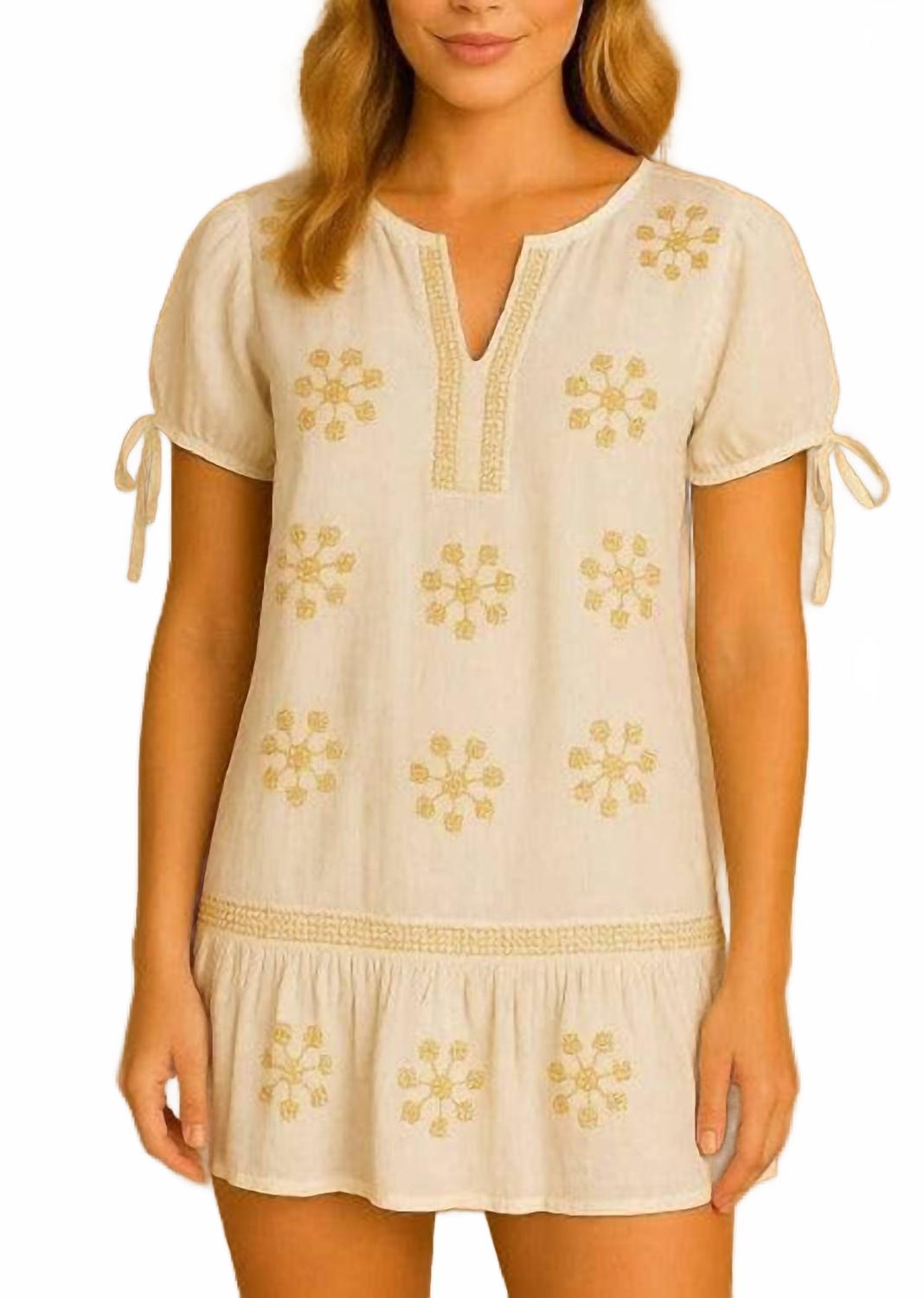 

Милли Короткая Туника в бело-многоцветном Guadalupe Design