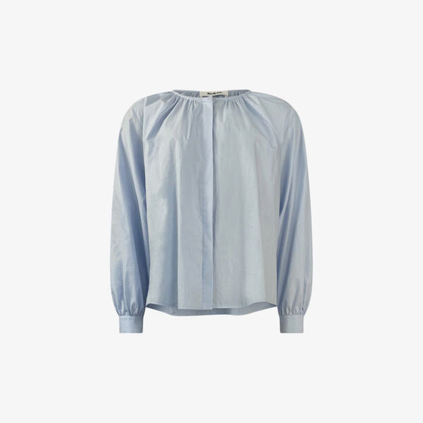 

Синяя хлопковая блузка со сборками Ro&Zo, синий