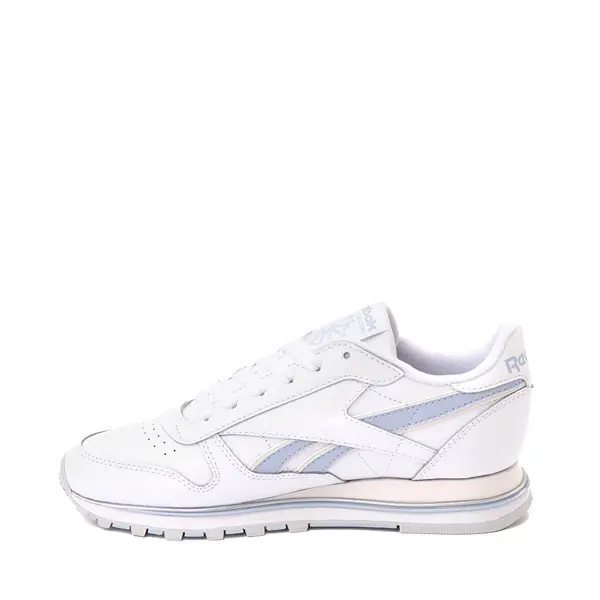 

Кроссовки Womens Reebok Classic Leather Clip Athletic Shoe, белый/голубой/серебристый