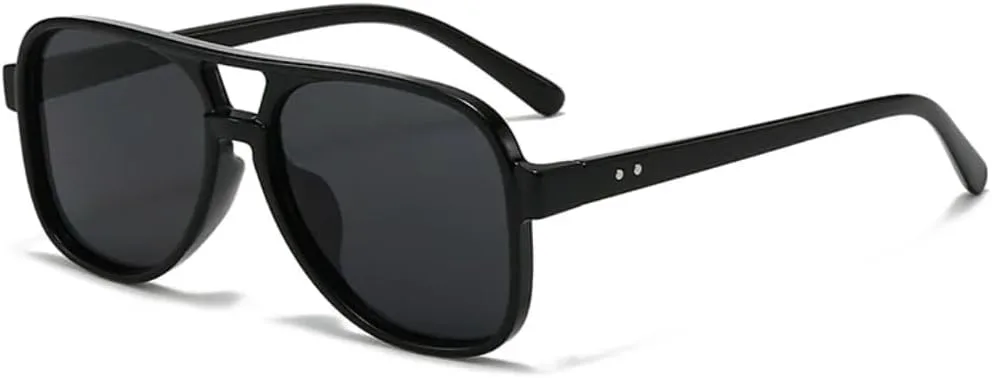 

Женские солнцезащитные очки с двойной перемычкой, винтажные заклепки; мужские очки с прозрачными линзами Ocean Lens, защита от УФ-излучения UV400 UUPTTPL, Black Grey