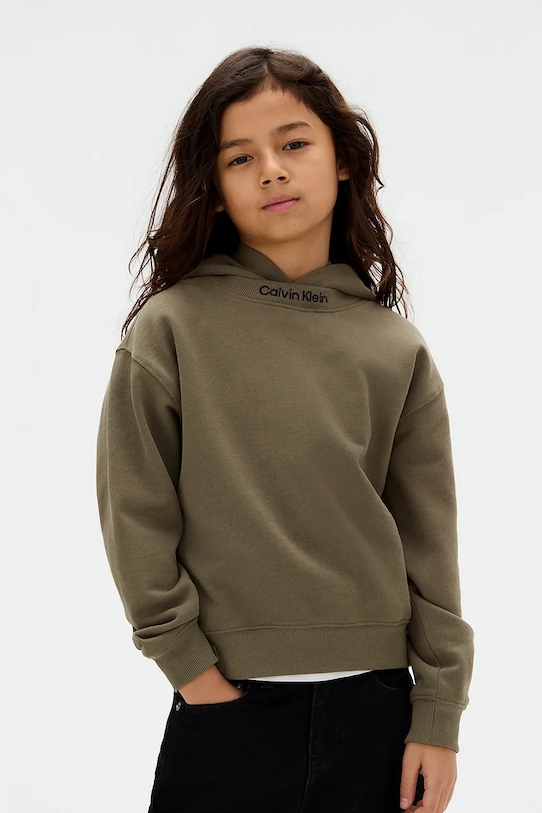 

Детская хлопковая толстовка Calvin Klein Jeans, зеленый